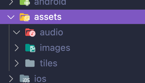 flame uses the assets folder to load assets for the game