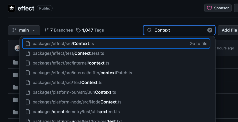 Search "Context" on the repository on Github. You will find all the information that you need. Specifically, the internal implementation and the tests