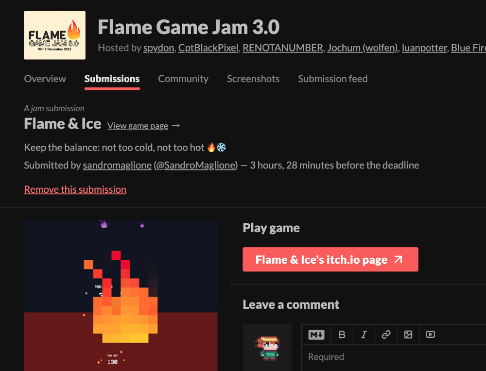 My submission to the Flame Game Jam 3.0: Flame & Ice!