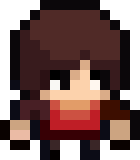 16x16 sprite with 2 black pixels in the upper part of the eyes as eyebrows