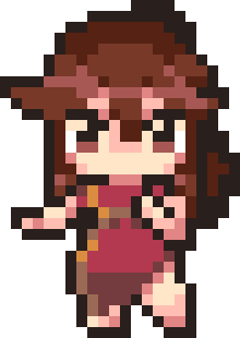 32x32 pixel art character in an anime style, giving more emphasis and space to the eyes