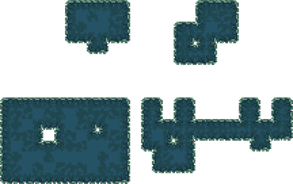 Example of a complete level built using the 13 tiles in our new tileset. Notice how we can construct all the original 48 tiles block with even more variability and details