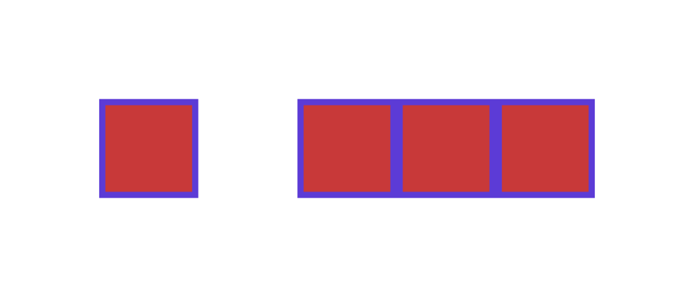 The same red tile as before with a blue border