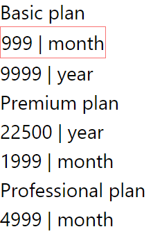 Simple example of product and price selection